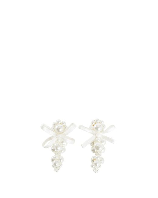 Simone Rocha White Petite Bow Cluster Earrings