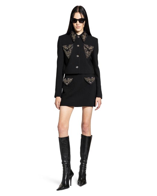 Versace Black Studded Wool Crop Jacket