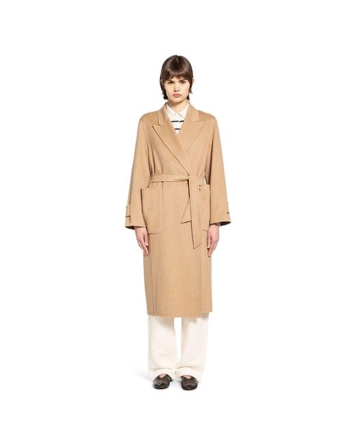 Max Mara Natural Camel Long Robe Coat