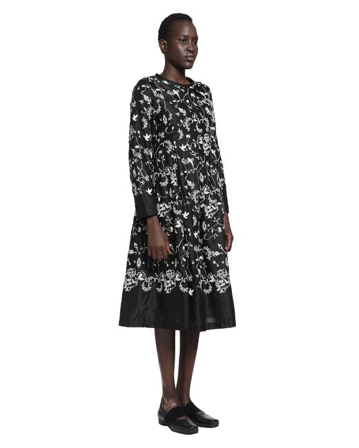 Renli Su Black Floral Midi Dress