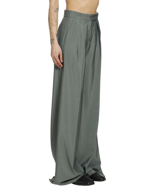 Max Mara Green Wide Leg Wool And Silk Trousers