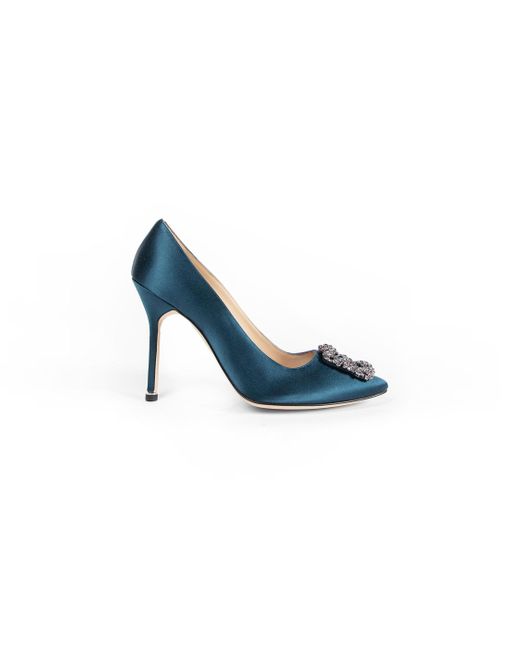 Manolo Blahnik Blue Hangisi Pumps 105