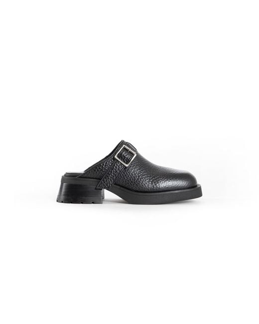 Miista Black Aroa Leather Mules