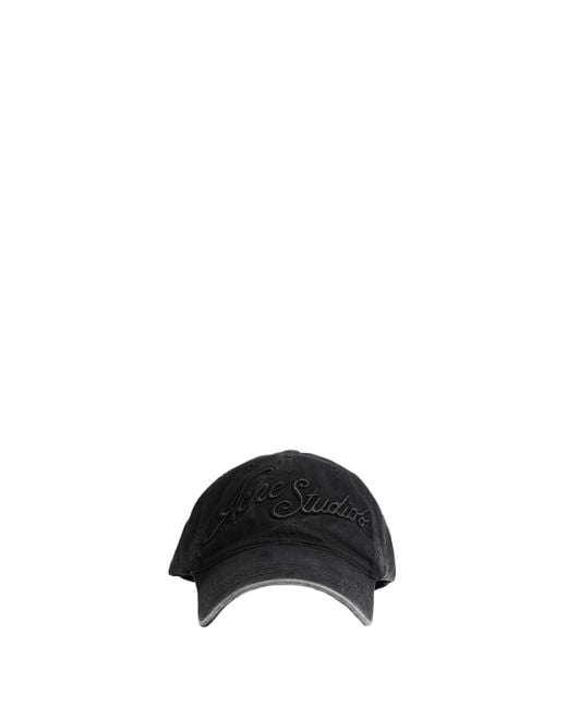 Acne Black Embroidered Logo Cap for men