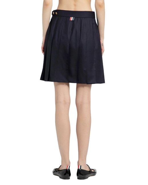 Thom Browne Blue Super 120's Twill Pleated Mini Skirt