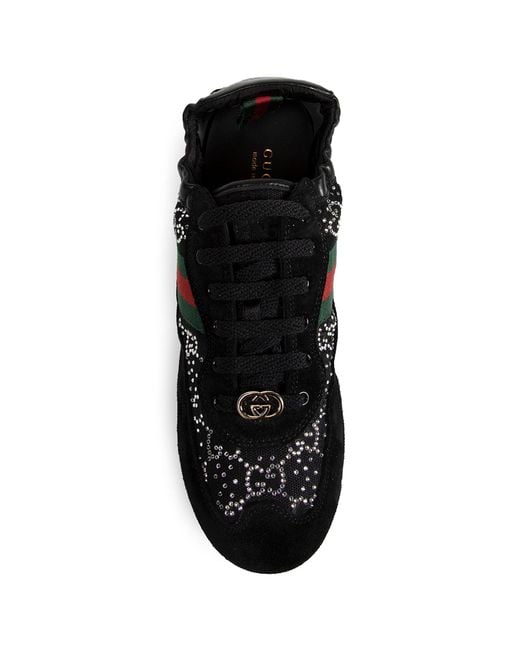 Gucci Black Shift Gg Crystal Trainers Sneakers