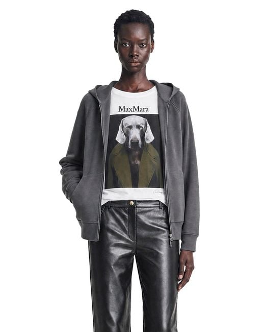 Max Mara Black Technical Cotton Zip-Up Hoodie