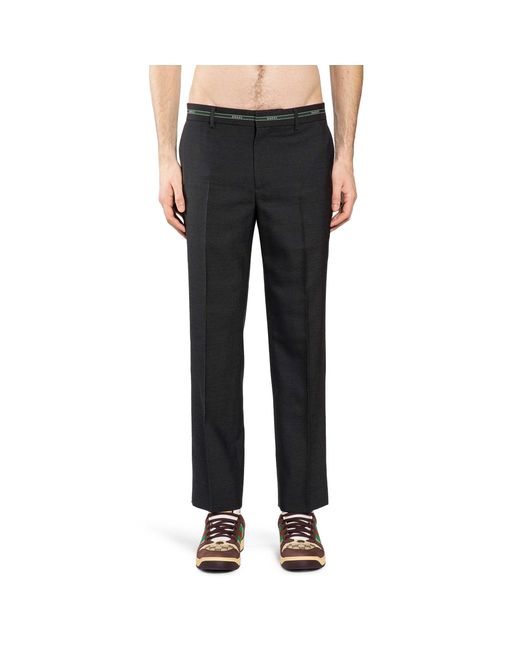 Gucci Black Wool Straight Leg Pants for men