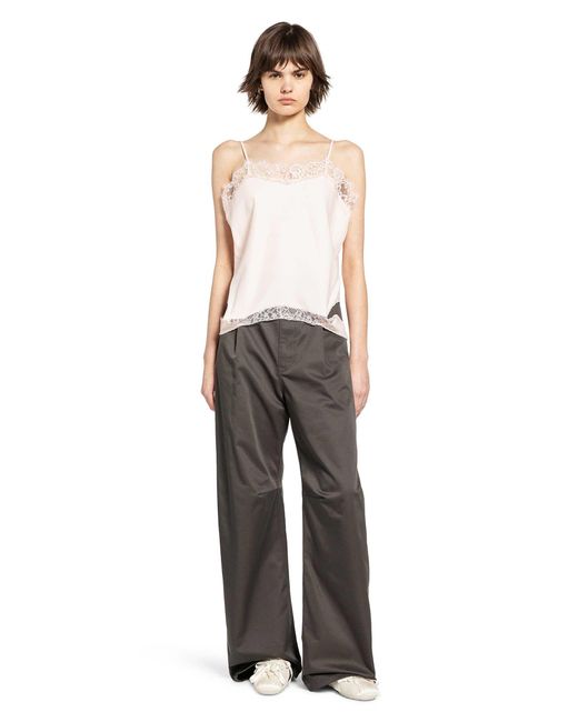 MM6 by Maison Margiela White Mirrored Lace Slip Top