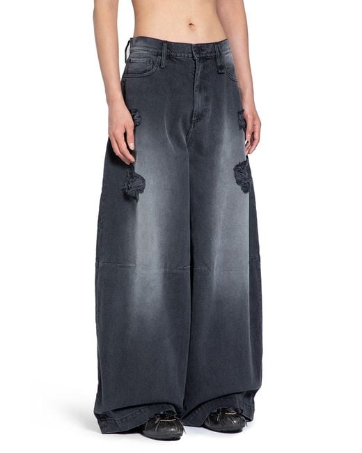 Simone Rocha Black Distressed Wide Leg Puddle Jeans for men