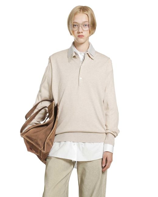 Acne Natural Layered Silk Cashmere Polo