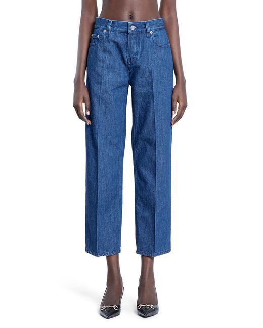 Gucci Blue Cropped Straight Leg 5 Pocket Jeans