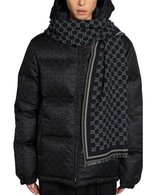 Gucci Black Sciarpa Di Lana gg for men