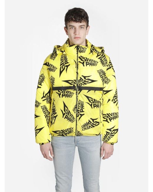 Givenchy Yellow Logo Print Puffer Jacket for men