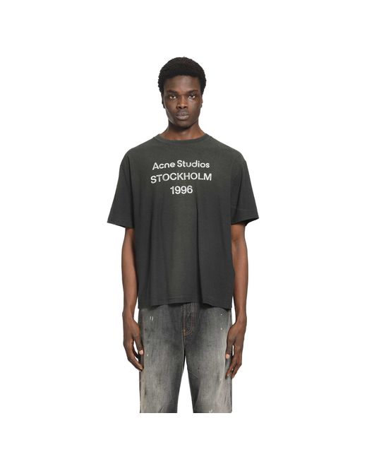 Acne Black 1996 Logo T-Shirt Relaxed Fit for men