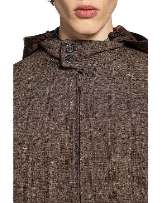 Prada Brown Hooded Wool Jacket for men