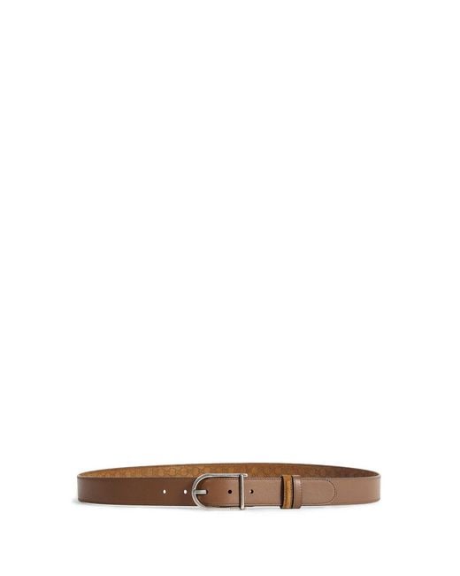 Gucci Brown Rounded Buckle Reversible Belt for men