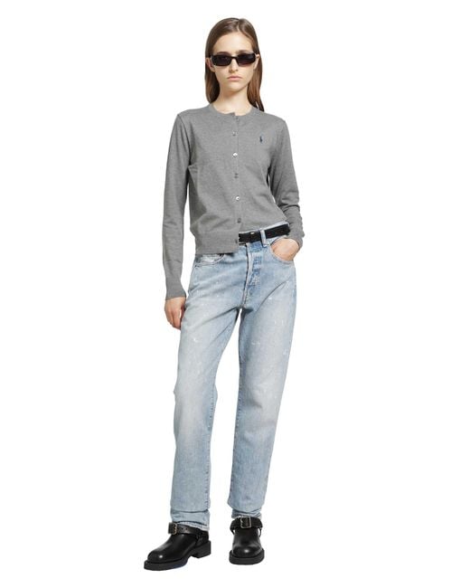 Polo Ralph Lauren Gray Stretch Cotton Blend Cardigan