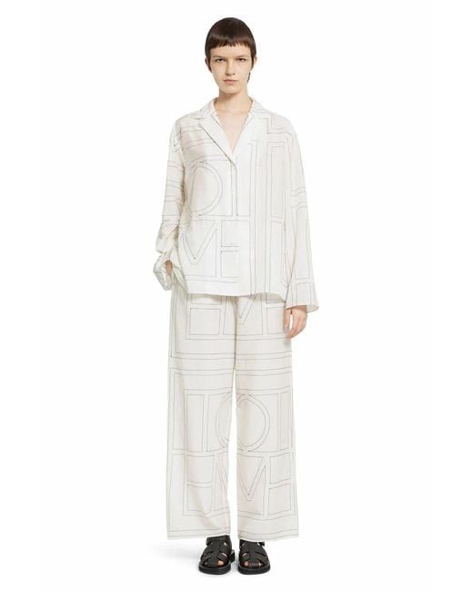 Totême  White Monogram Cotton Pj Bottoms