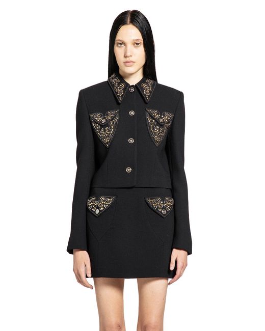 Versace Black Studded Wool Crop Jacket