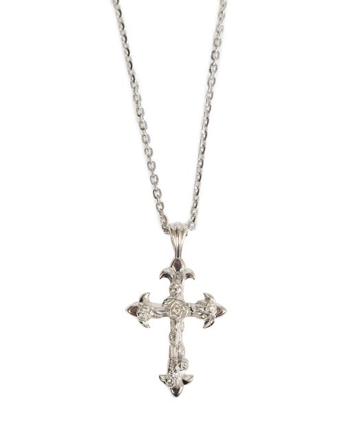 Emanuele Bicocchi Metallic Rose Cross Large Necklace for men