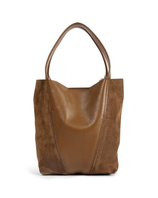 Chloé Brown Small Spin Leather And Suede Shoulder Bag