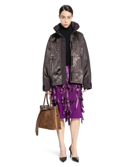Prada Brown Floral Jacquard Nylon Jacket