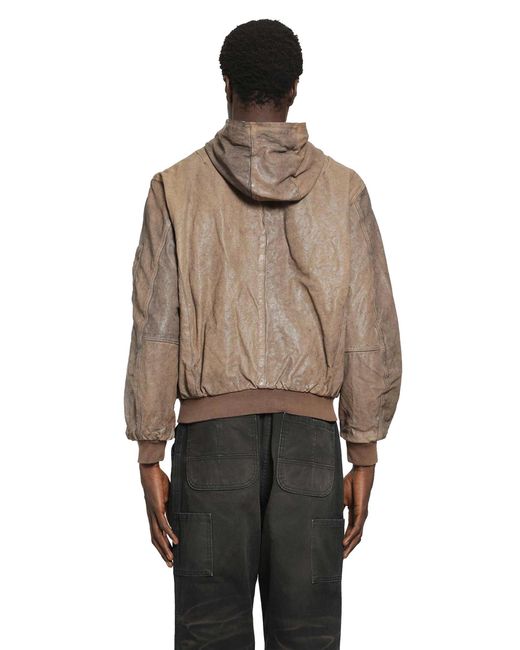 ALEXANDER DIGENOVA Brown Leather Bomber Jacket for men