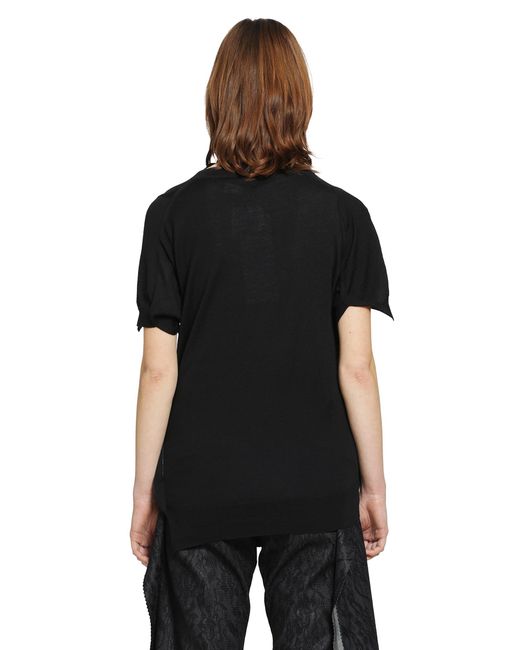 Junya Watanabe Black Short Sleeve Wool Sweater With Splits