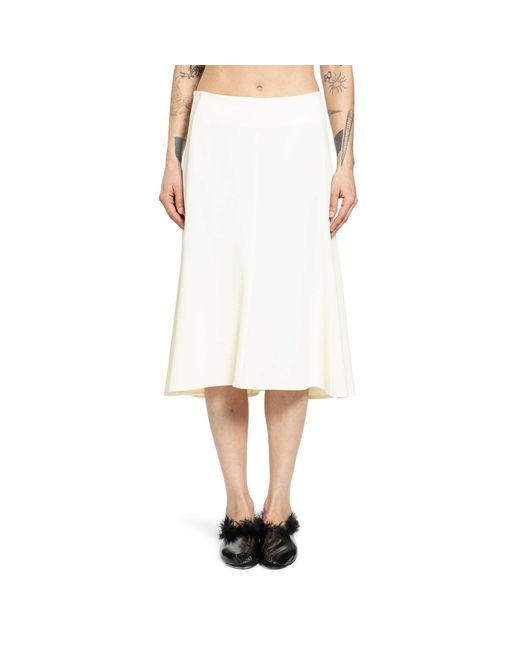 Jil Sander White Flared Midi Skirt
