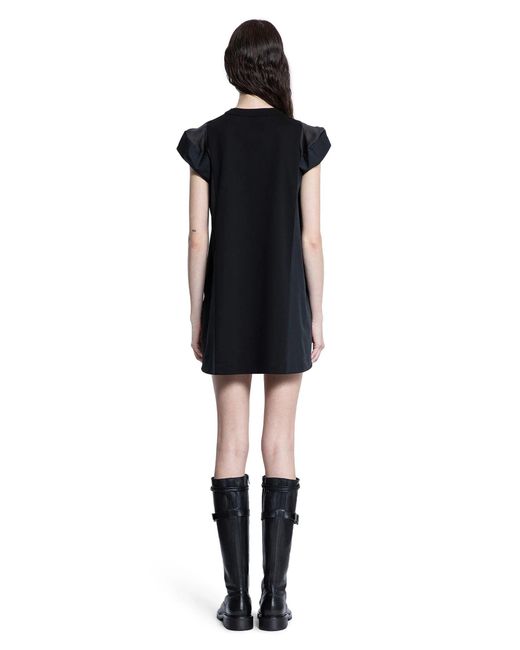Sacai Black Poplin X Cotton Jersey Dress