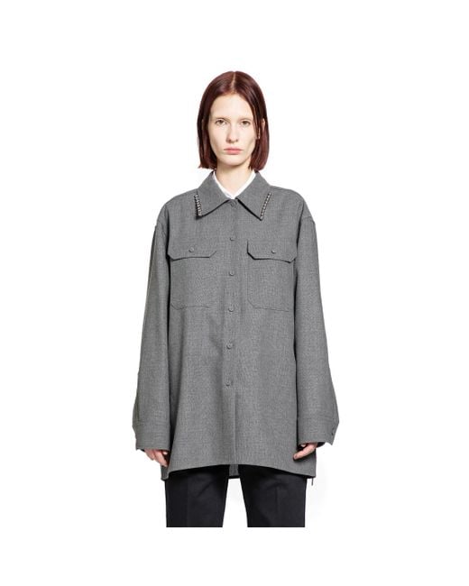 Jil Sander Gray Wool Canvas Shirt