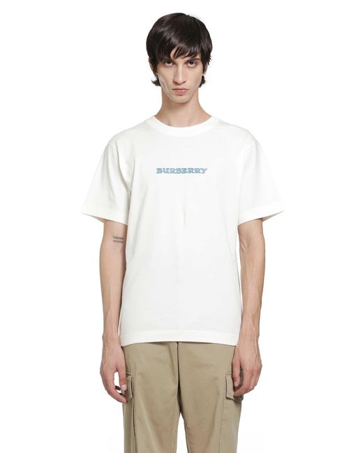 Burberry White Heritage Logo Cotton T-Shirt for men