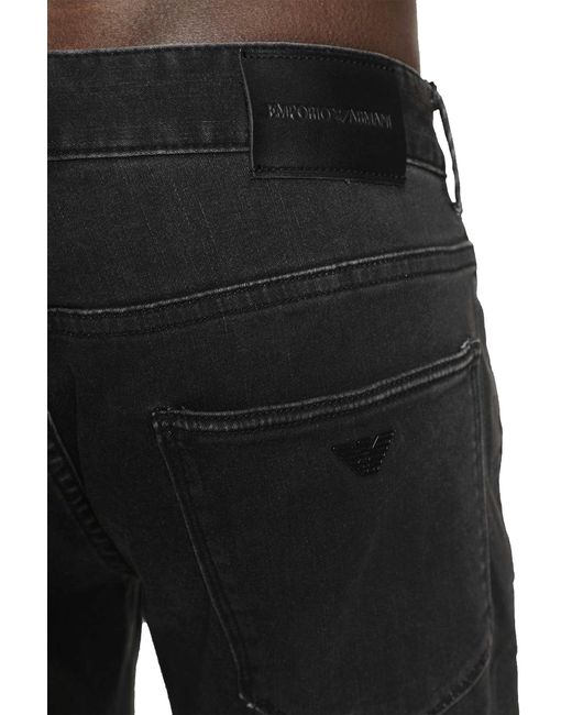 Emporio Armani Black 5 Pocket Straight-Leg Jeans for men