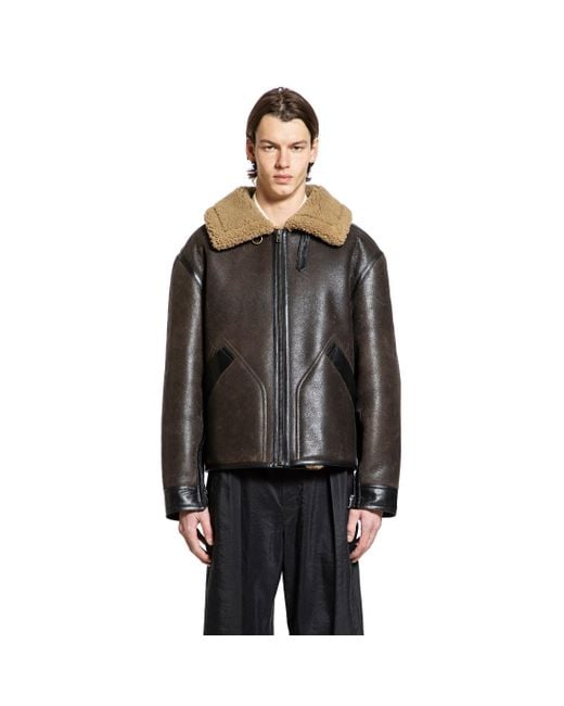 Lemaire Black Shearling Jacket for men