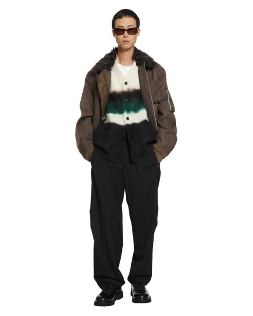 Sacai Black Chusen-Dyed Knit Cardigan for men