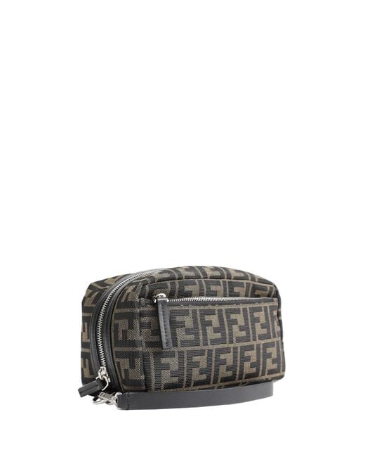 Fendi Black Small Double Zip Toiletry Case for men