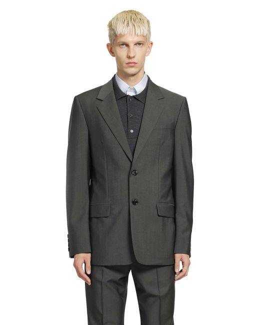 Valentino Gray Single-Breasted Wool Jacket for men