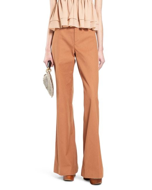 Chloé Orange Flared Cotton Canvas Trousers