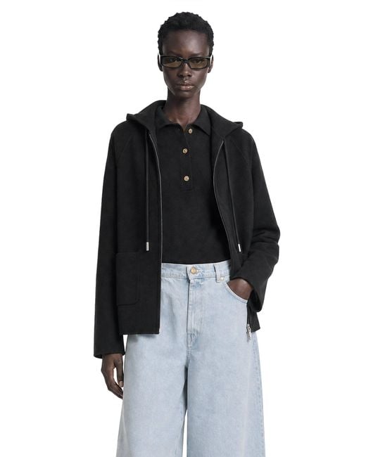 Max Mara Black Cashmere And Silk Hooded Coatp=P[Then] Jackets[Else]Wool, Cashmere And Silk Hooded Coatp=P[Then] Jackets[Else]