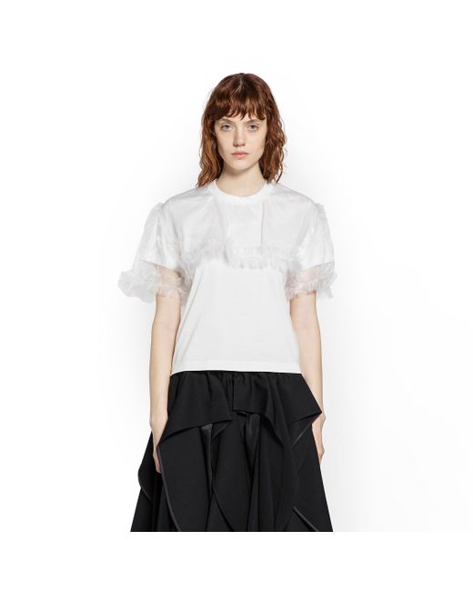 Noir Kei Ninomiya White Cotton Jersey And Tulle T-Shirt