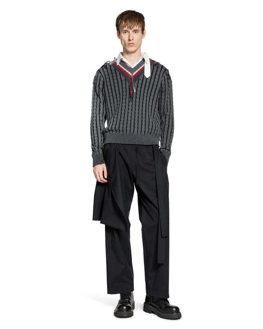 Craig Green Black V-Neck Cable Jumper for men