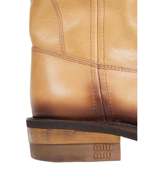 Miu Miu Natural Foule Leather Boots