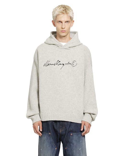 MM6 by Maison Margiela Gray Hooded Knit Sweater for men
