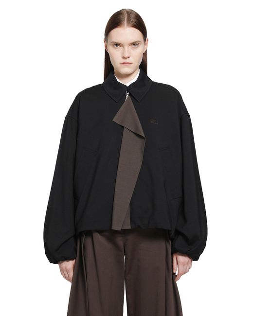 Loewe Black Viscose Wool Harrington Jacket