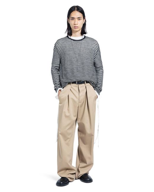 Ann Demeulemeester Natural Botel Wide Leg Pleated Trousers for men