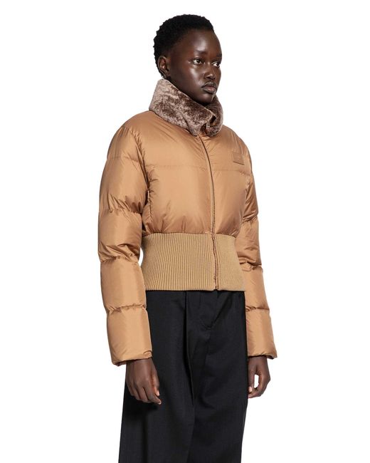 Fendi Gray Nylon And Shearling Down Jacket