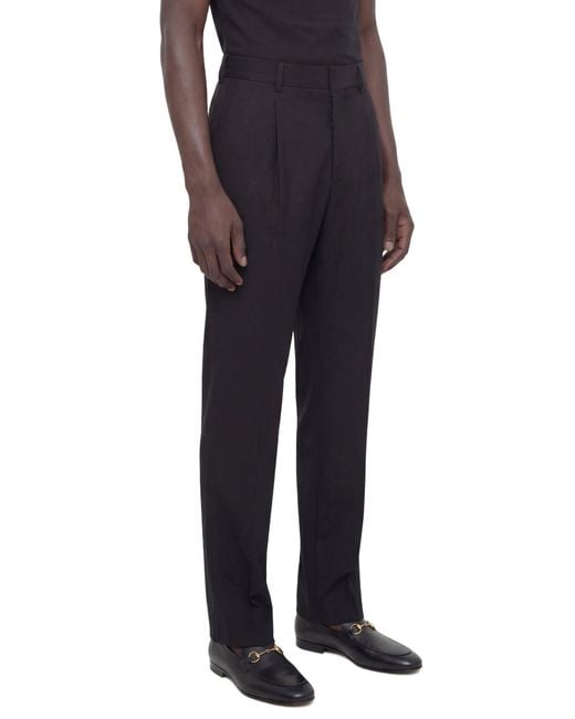 Gucci Black Wool Silk Twill Pants for men