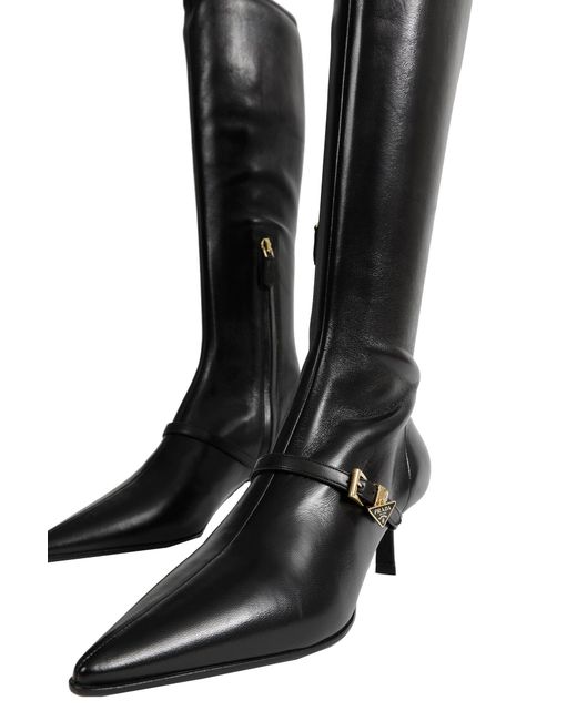 Prada Black Stretch Nappa Leather Boots