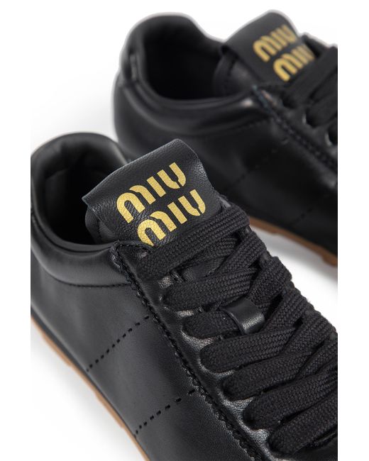 Miu Miu Black Plume Nappa Leather Sneakers